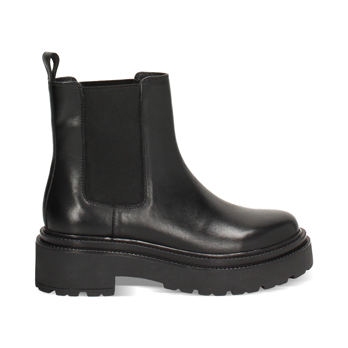 Bottines Beatles noires en cuir véritable avec talon de 5,5 cm