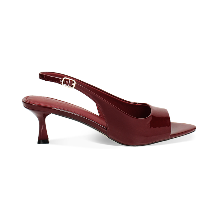 Sandale à talon femme bordeaux semi-ouverte