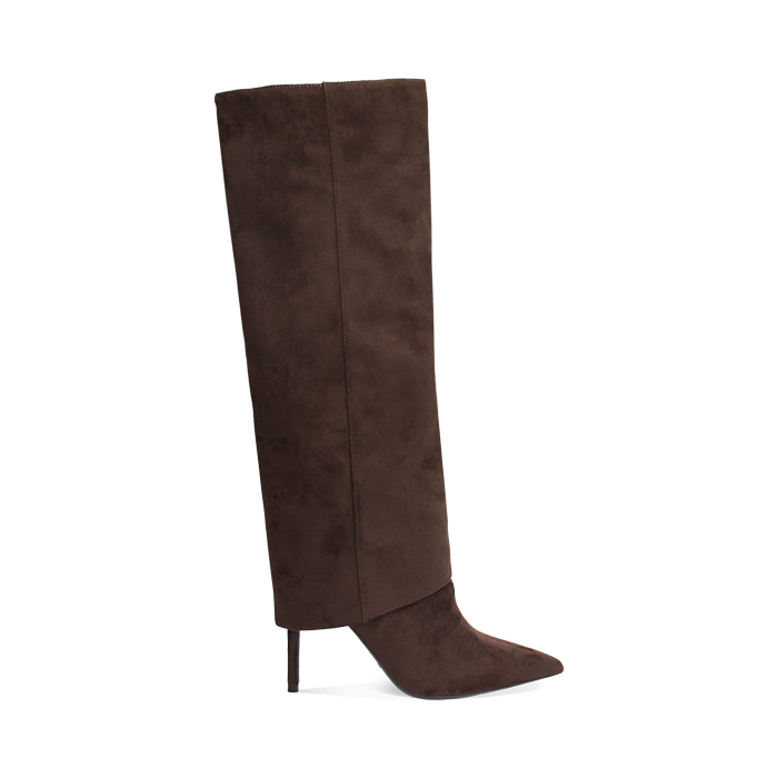 Stivali testa di moro in microfibra con tacco di 10,7 cm