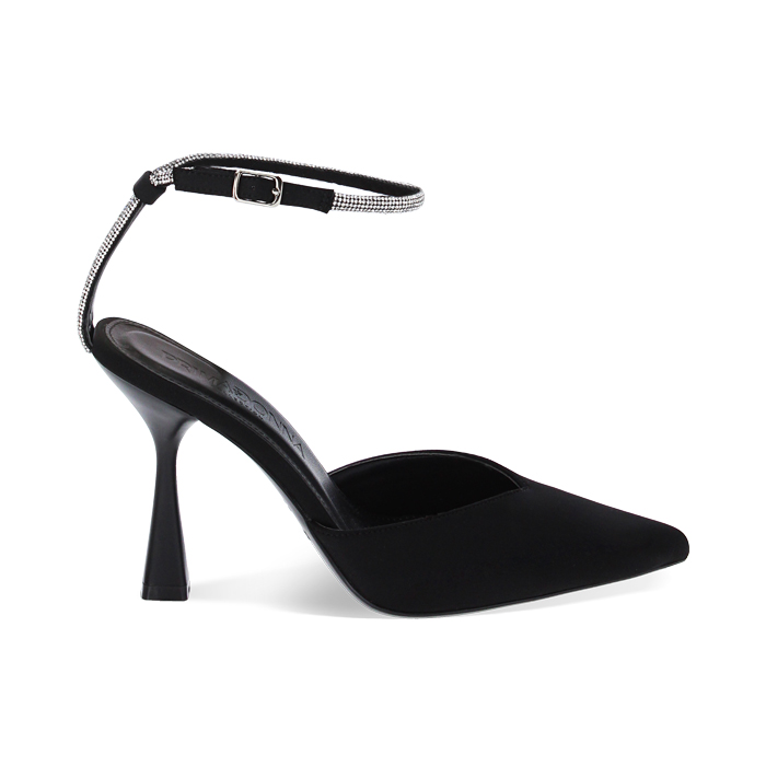 Décolleté slingback nere in lycra, tacco 9,7 cm