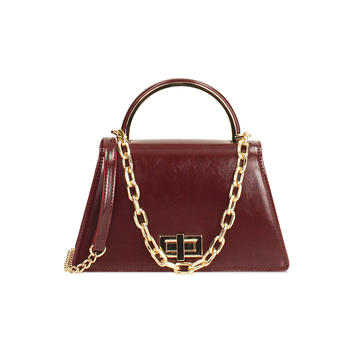 Mini bag bordeaux lucida con catenella