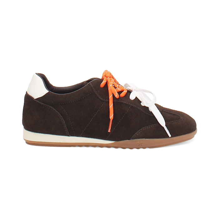 Sneakers in camoscio testa di moro con doppio laccio