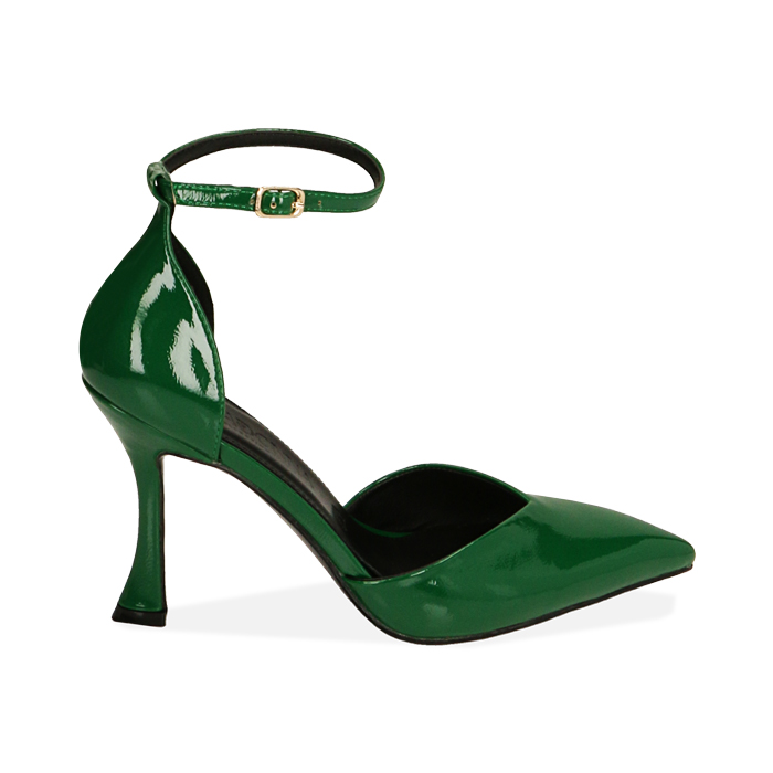 Décolleté verdi in naplack, tacco 9,5 cm 