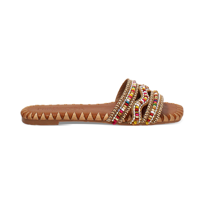 Sandales plates femme cognac