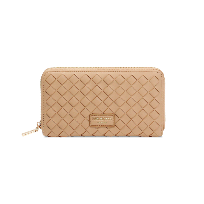 Portafoglio donna beige intrecciato