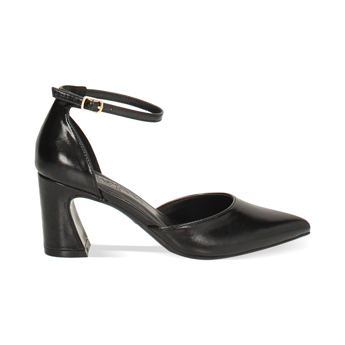 Décolleté open shank nere con tacco di 7,3 cm