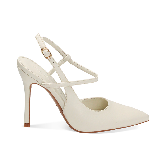 Décolleté slingback panna, tacco 10,5 cm