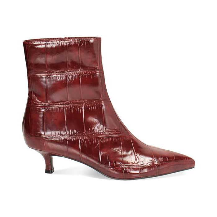 Tronchetti bordeaux in stampa cocco con tacco 4,5 cm