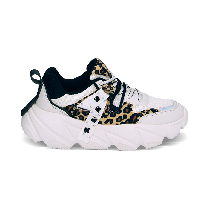 Sneakers bianco leopardate