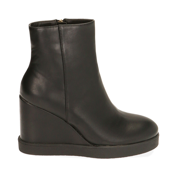 Ankle boots neri, zeppa 7,5 cm 
