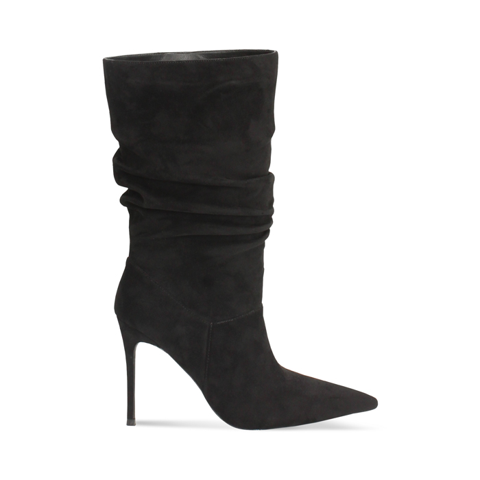 Bottines noires en microfibre avec talon de 10 cm