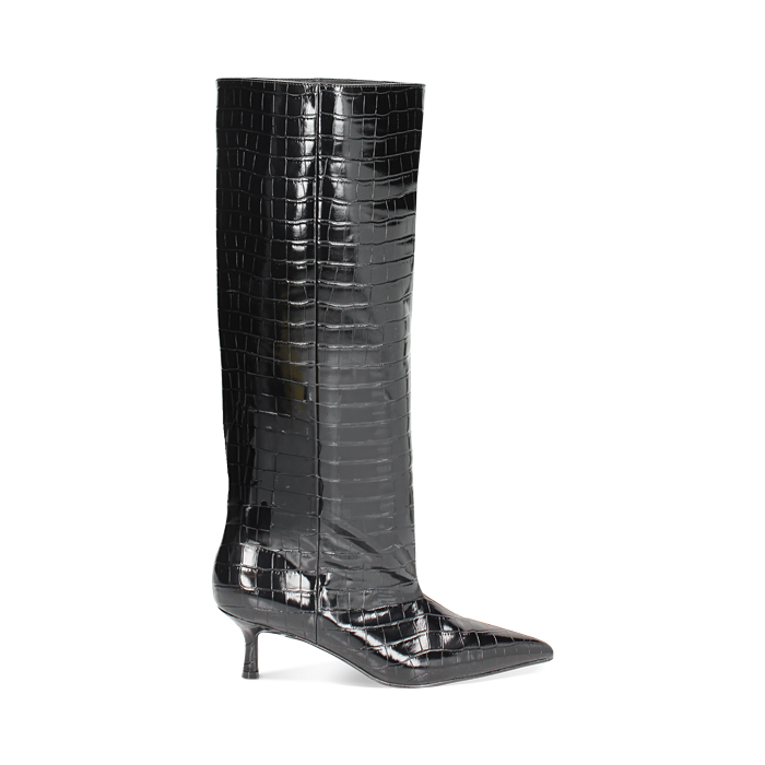 Stivale nero con stampa cocco tacco 5 cm Primadonna Collection