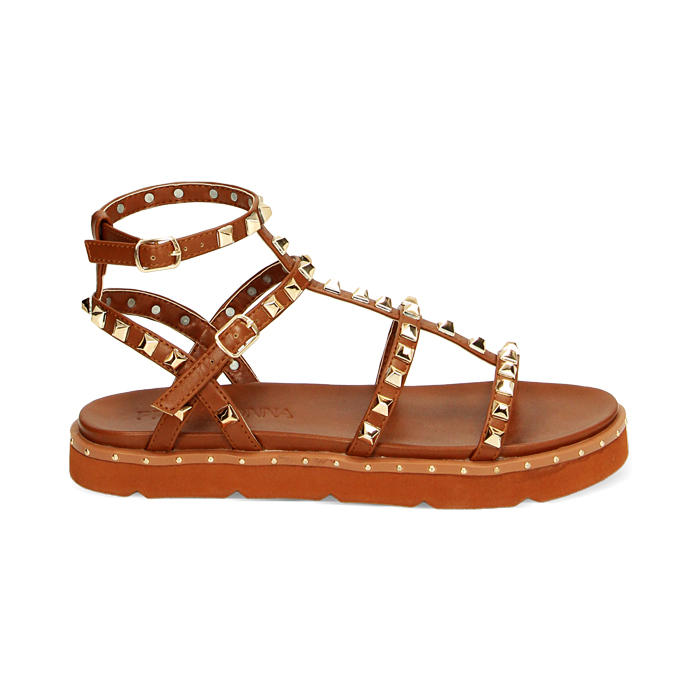 Sandales plates femme marron