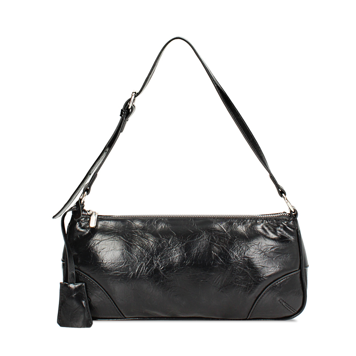 Mini bag a spalla nera in crack