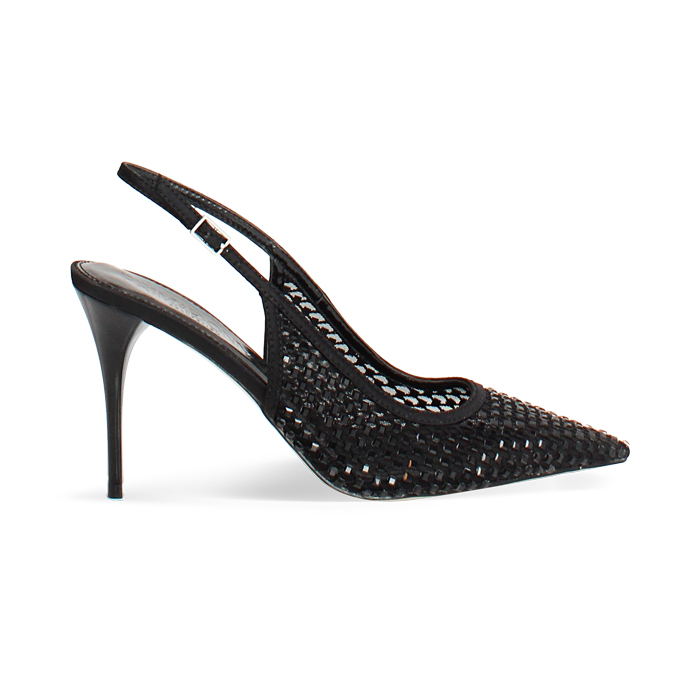 D&eacute;collet&eacute; slingback nere tacco 9 cm