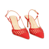Décolleté slingback donna rosse con intreccio, tacco 7 cm