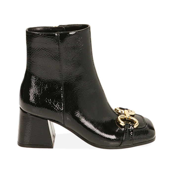 Ankle boots neri in naplack, tacco 6,5 cm 