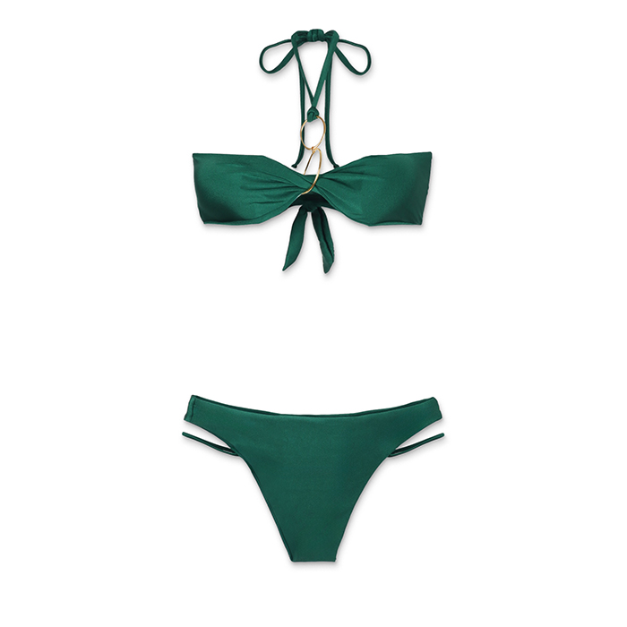 Bikini da donna verde a fascia