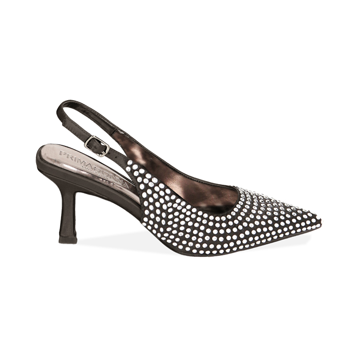 Décolleté slingback nere, tacco 7,5 cm 