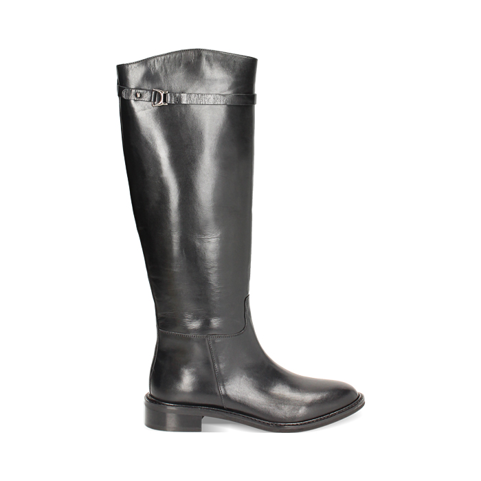 Stivale cavallerizzo nero in pelle