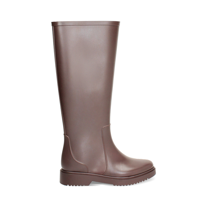 Bottes en PVC brun foncé avec semelle confortable