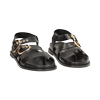 Sandales plates femme noires en cuir