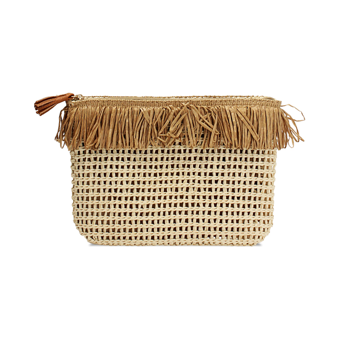 Pochette donna da mare in paglia beige