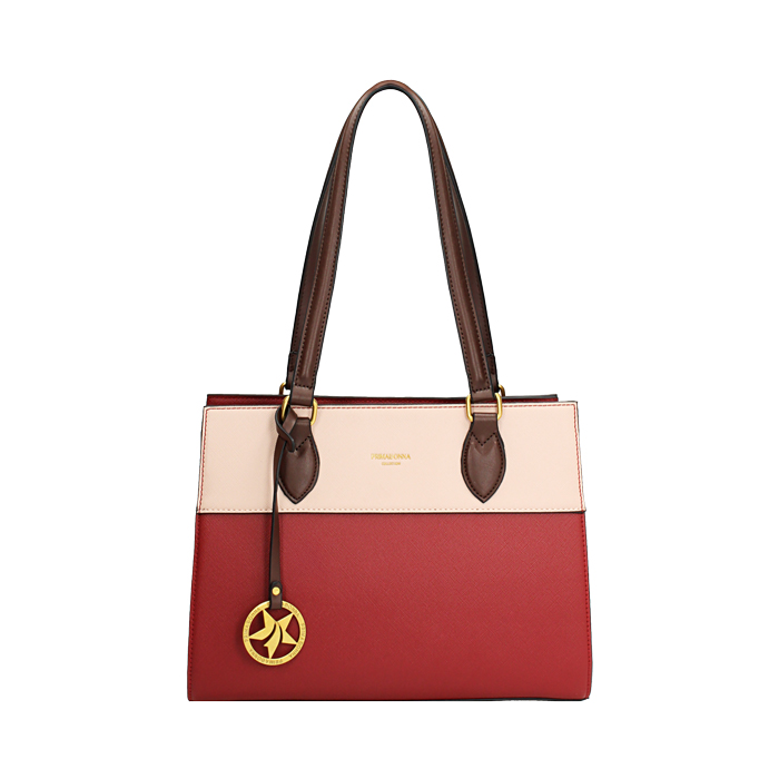 Borsa a spalla bordeaux bicolor