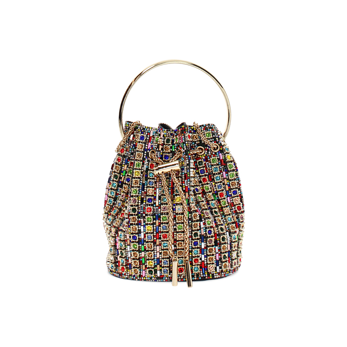 Mini sac femme multicolore en laminé avec pierres
