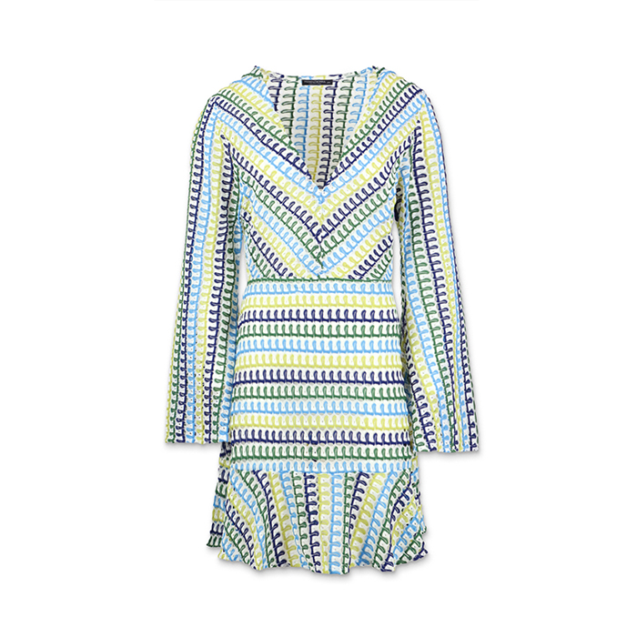 Vestido tipo pareo multicolor azul para mujer en tejido