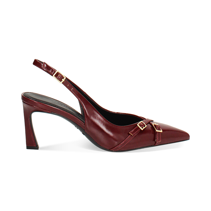 Décolleté slingback bordeaux con tacco di 7,5 cm