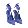 Slingback blu in raso, tacco 11 cm