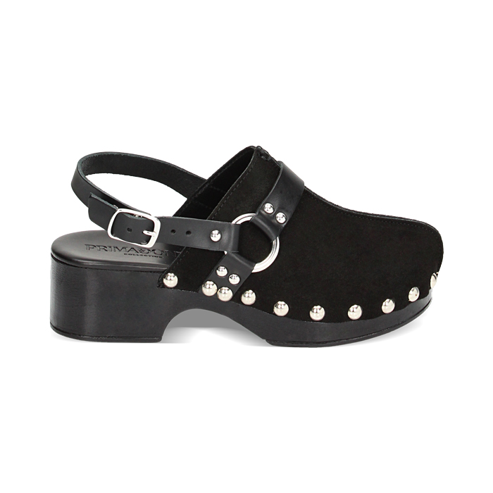 WOMEN SHOES CLOG SUEDE NERO