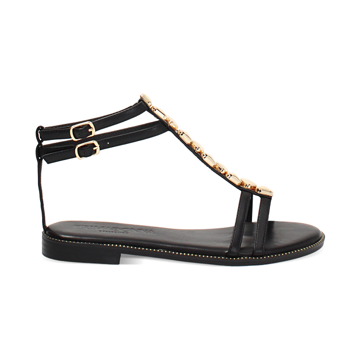 Sandales plates femme noires