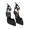 Décolleté slingback donna nere allacciate in tessuto, tacco 8,5 cm