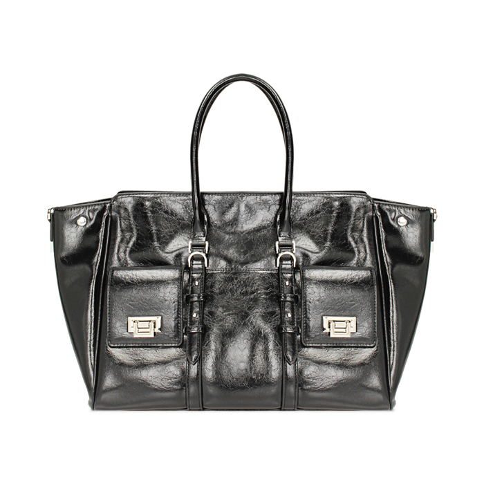 Borsa a spalla nera con tracolla removibile