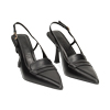 Mocassino slingback nero, tacco 8,5 cm