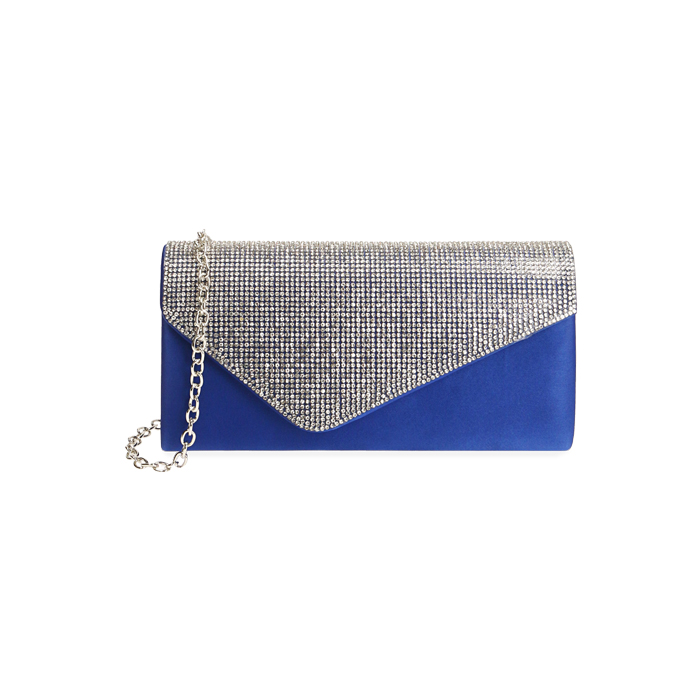 Pochette donna blu in raso e strass | Primadonna Collection