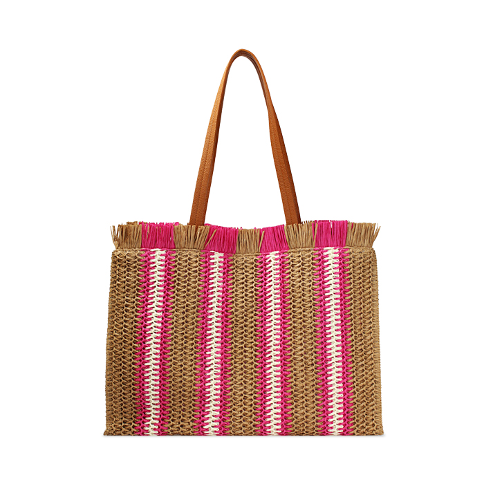 Borsa donna mare grande fucsia in raffia
