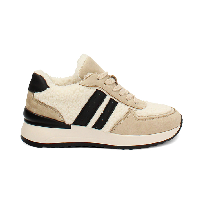 Zapatillas deportivas beige de mujer con suela de poliuretano