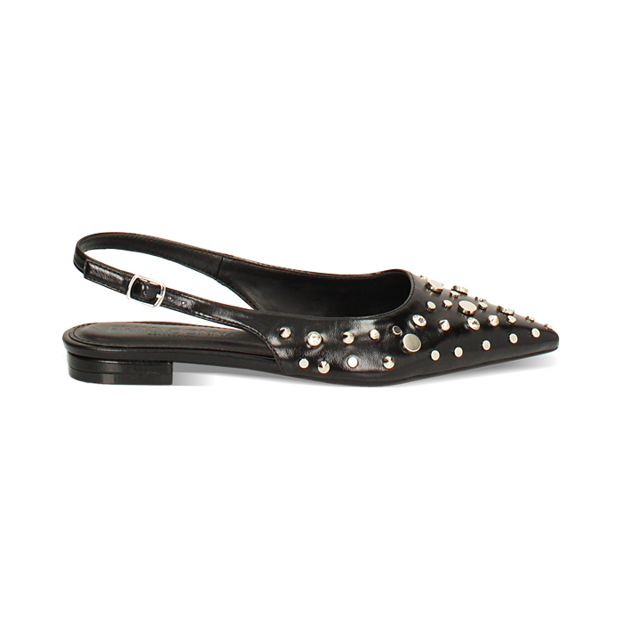 Ballerina slingback nera con borchie lucide