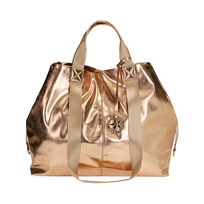 Borsa a spalla rosa oro laminato
