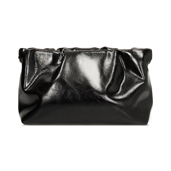 Pochette nera lucida con tracolla rimovibile