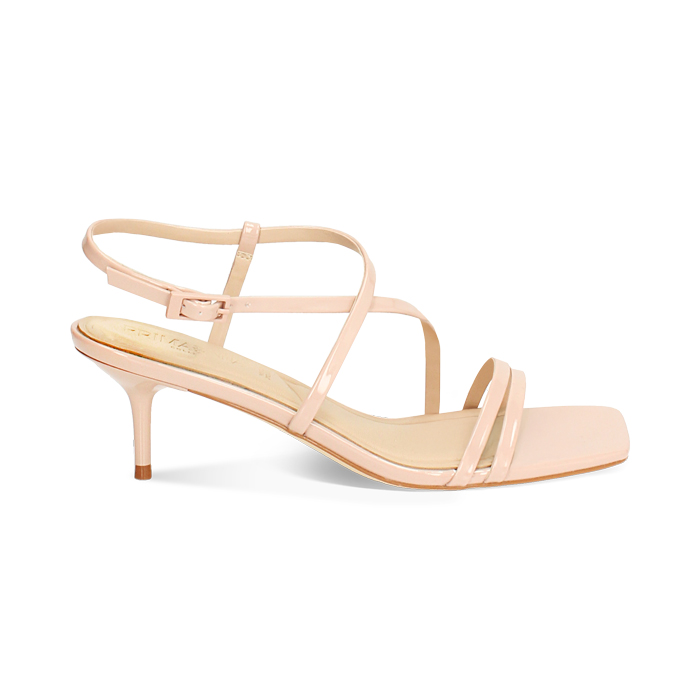 Sandalo donna nude in vernice, tacco 5,5 cm