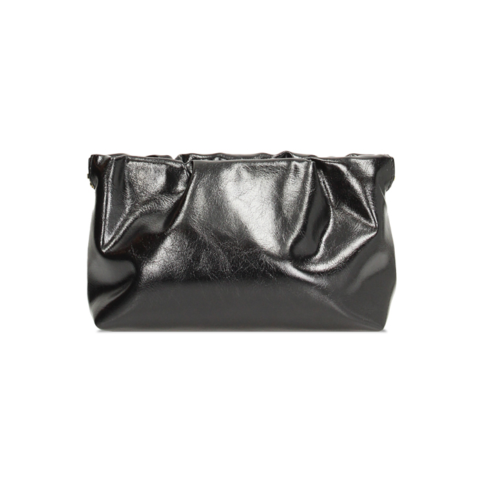 Pochette nera lucida con tracolla rimovibile