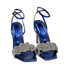 Sandali blu con strass, tacco 10,5 cm 