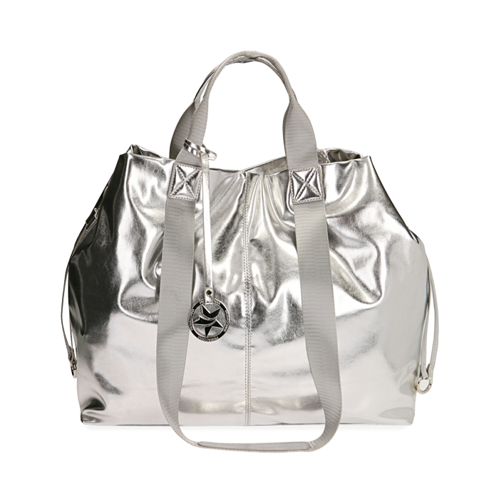 Borsa a spalla argento laminato