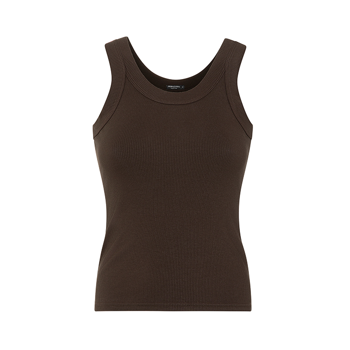 Camiseta sin mangas marr&oacute;n oscuro con detalles chic