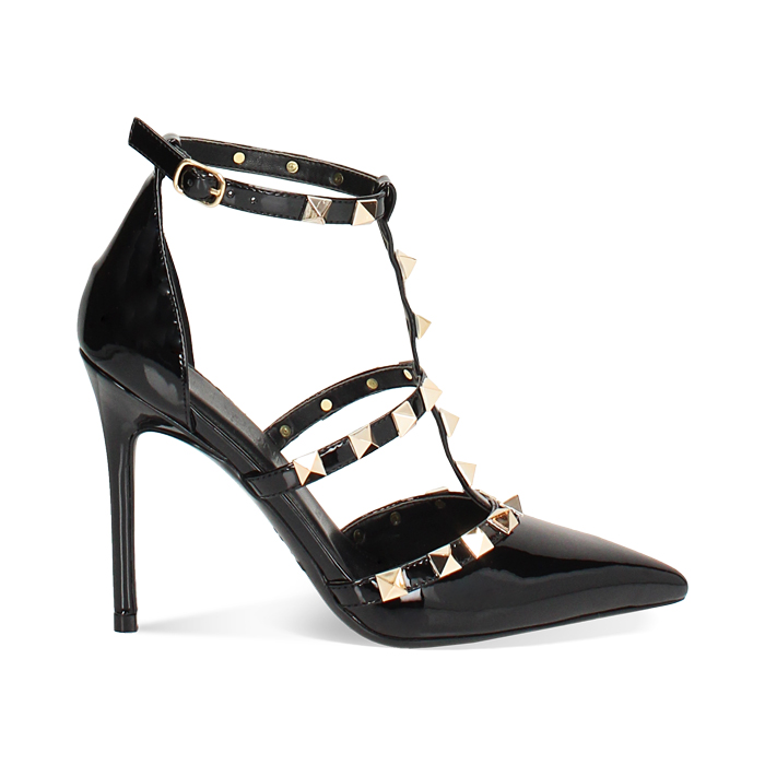 Décolleté open shank nere con tacco 10,7 cm