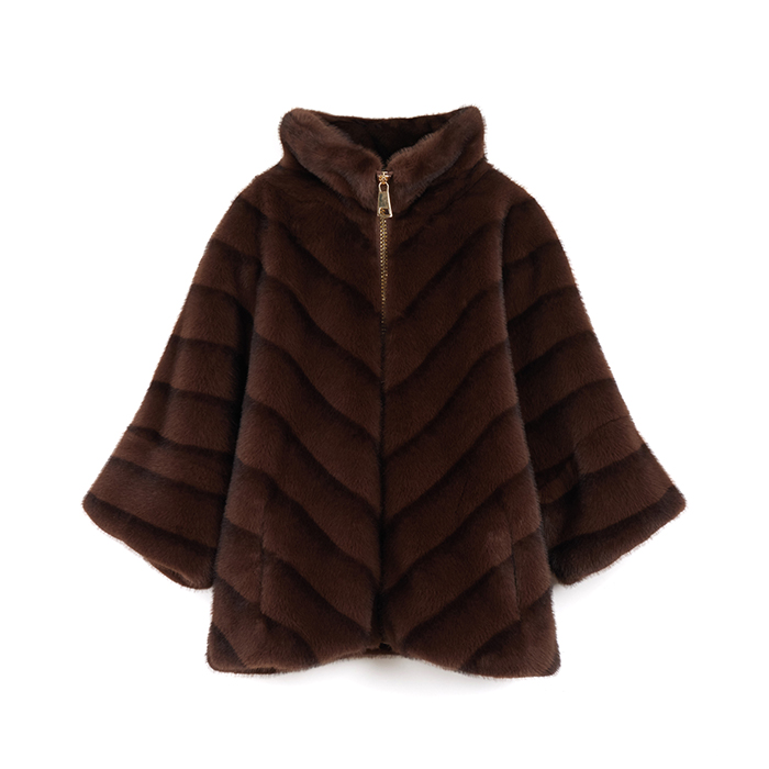 Veste élégante en fourrure synthétique brun foncé